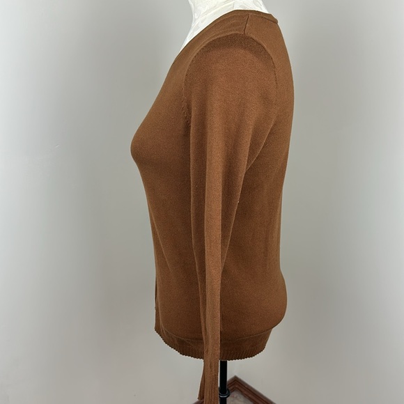 Talbots brown sweater Lightweight scoopneck chevron pattern Size Small petite - Picture 7 of 13